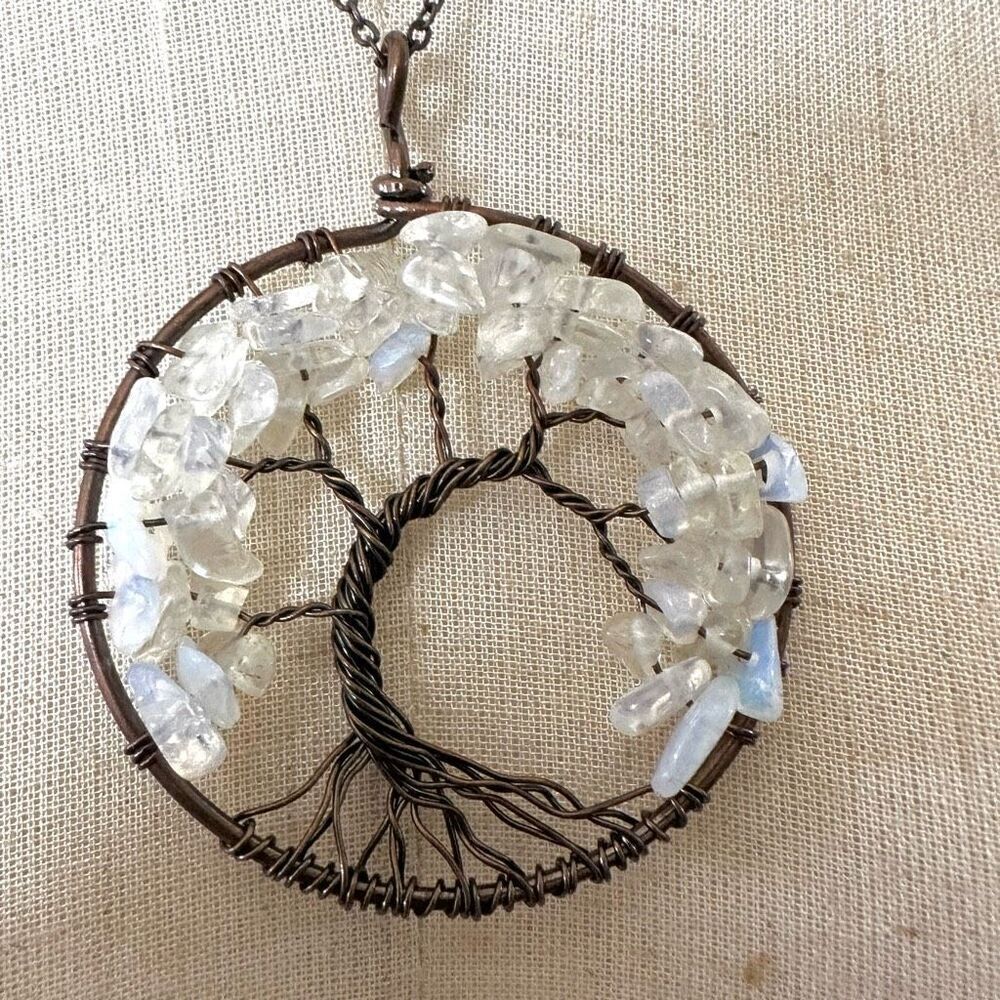 Tree of life angel aura chip pendant necklace